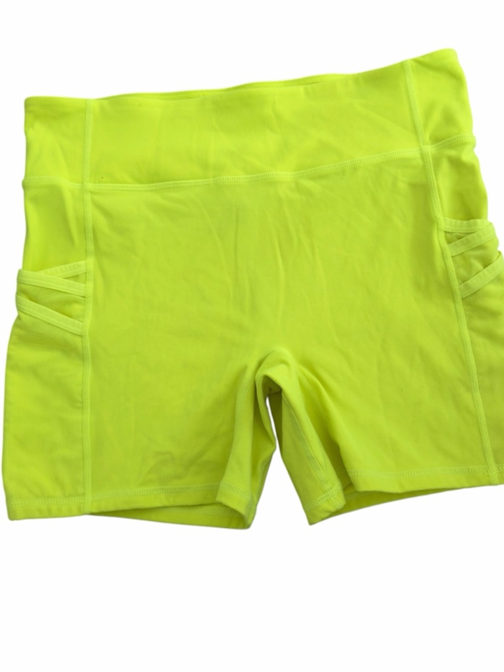 Motion365 Neon Yellow Women's High-Rise Bike Shorts (004)